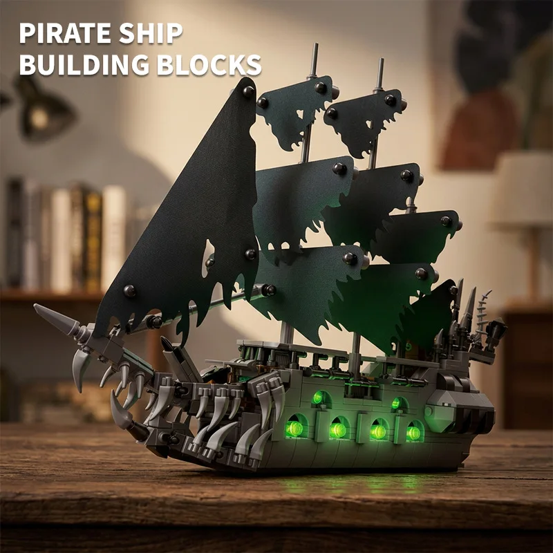 IN STOCK MOC Small Size Flying Dutchman Pirate Ship Building Blocks Bricks Assembling Model DIY Adult Toy Birthday Gift Set