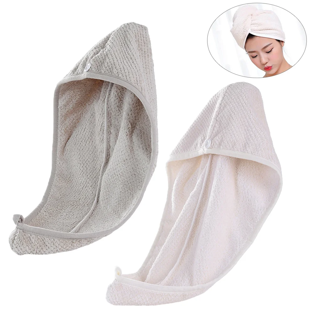 

2Pcs Fast Dry Hair Cap Microfiber Drying Towel for Women Strong Absorption Reusable Soft Hat for Home Travel Daily Use