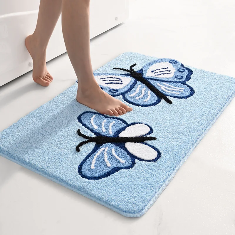 Flocking entry floor mats, living room carpets, bedroom bedside entrance door non-slip absorbent foot mats wholesale