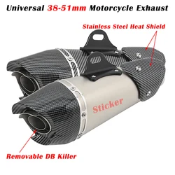 Universal 38 - 51mm Motorcycle Exhaust Pipe With DB Killer Muffler For CBR500 GSX-S 750  MT 09 DUKE 390 RSV4 Z400