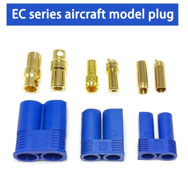 EC2 EC3 EC5 Model Aircraft Banana Plug EC6 EC8 Copper Core High Current Sleeved Lithium Battery Dedicated Connector 100A/500VDC