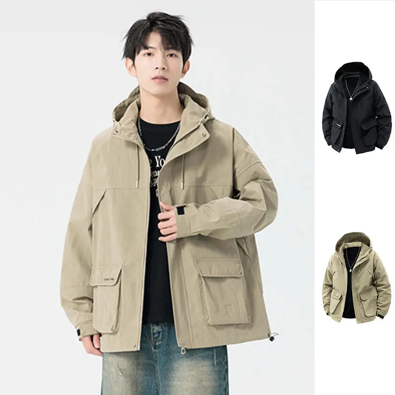 

Men Outdoor Jacket Autumn Windproof Fishing Cycling Hooded Coats Spring Zippered Breathable Trekking Travel Casual Sports Jacket