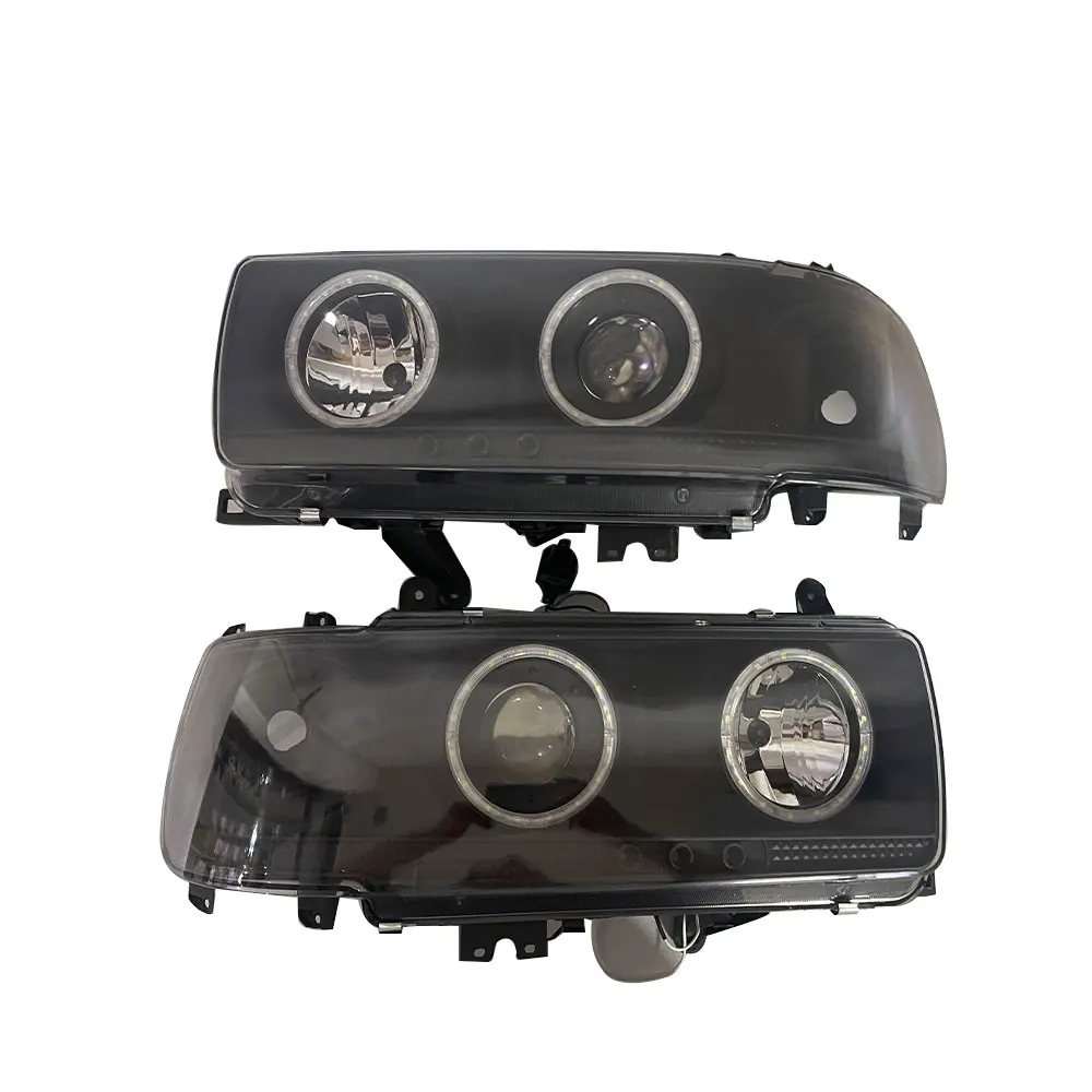 A Pair Modified Headlights For Toyota Land Cruiser FZJ80 HDJ81 HZJ81 1989 to 1997 293W0061573 Black Bottom