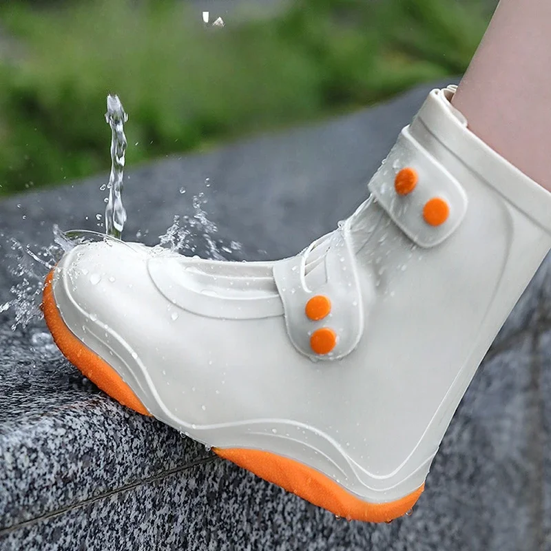 Students Portable Rain Shoe Covers for Women High Top Thickened Double Layer Sole Wear Resistant Anti Slip​