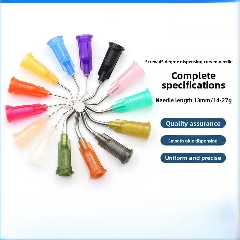 

20 Pieces of 13mm Elbow Dispensing Machine Injection Needles 14G-27G Stainless Steel Dispensing Needles Spiral Mouth Nozzle Glue Needles