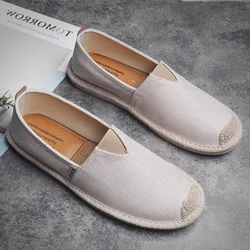 Men Casual Shoes Breathable Walking Flats Slip-on Loafers 2022 Chinese Style Handmade Linen Fisherman Shoes Zapatos De Hombre