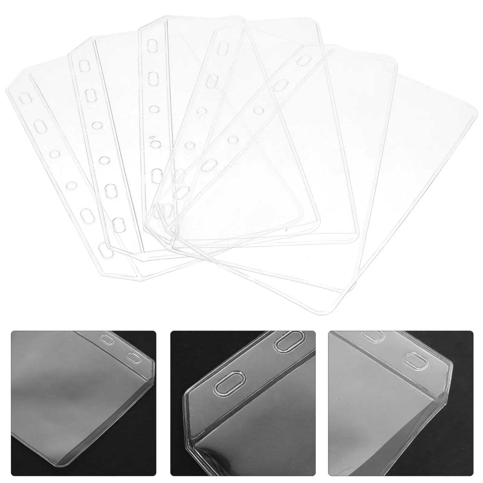 

5Pcs Ultra-Lightweight PVC Binder Pouches 6-Hole Loose Leaf Organizer Pocket Type Document Filing Bag Secure Joint Design Easy