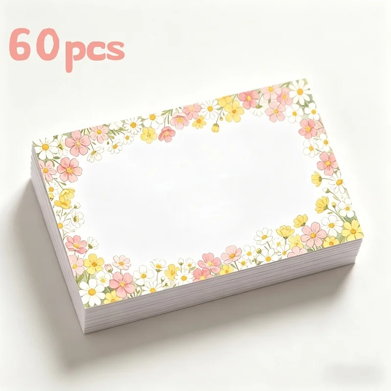 60pcs Flower Blank Message Cards, Sunshine Small Floral Birthday Message Cards, Suitable for Business and School Supplies