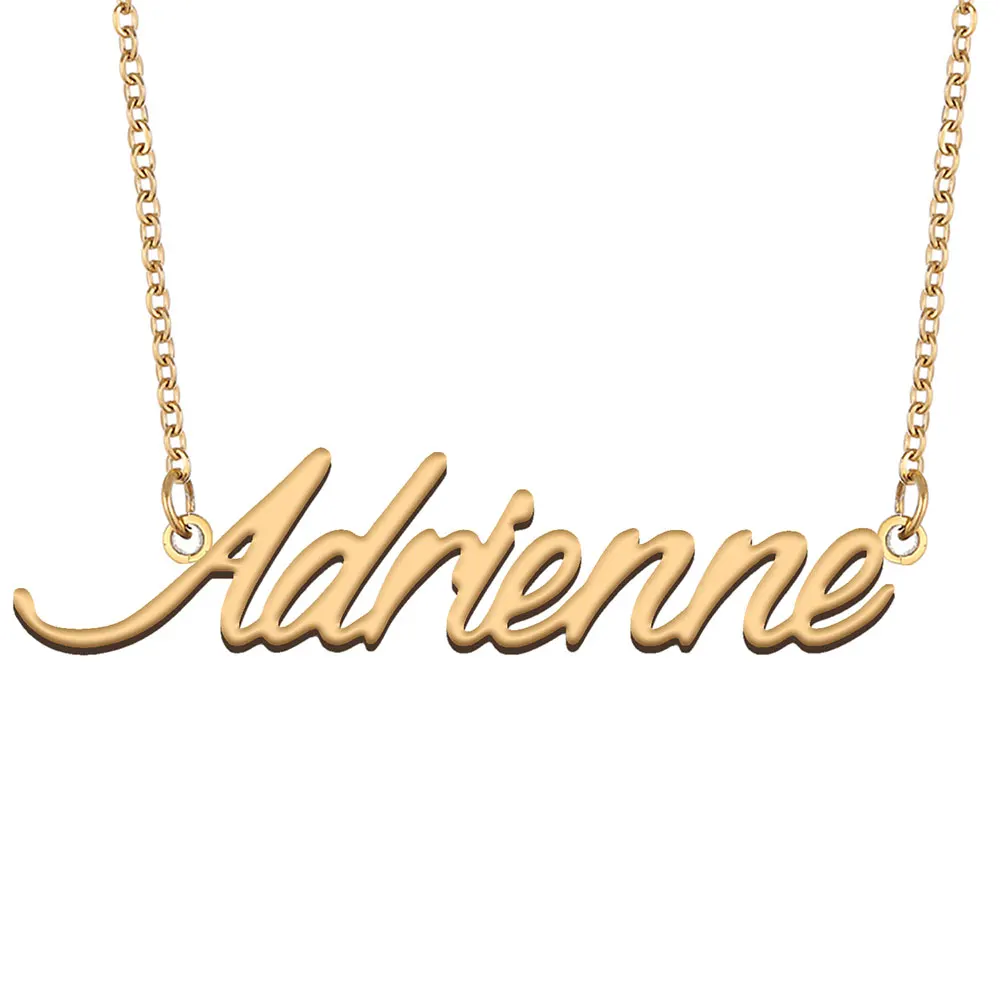 

Adrienne Name Necklace for Women Stainless Steel Jewelry Gold Color Nameplate Pendants Collares Para Mujer Letters Choker