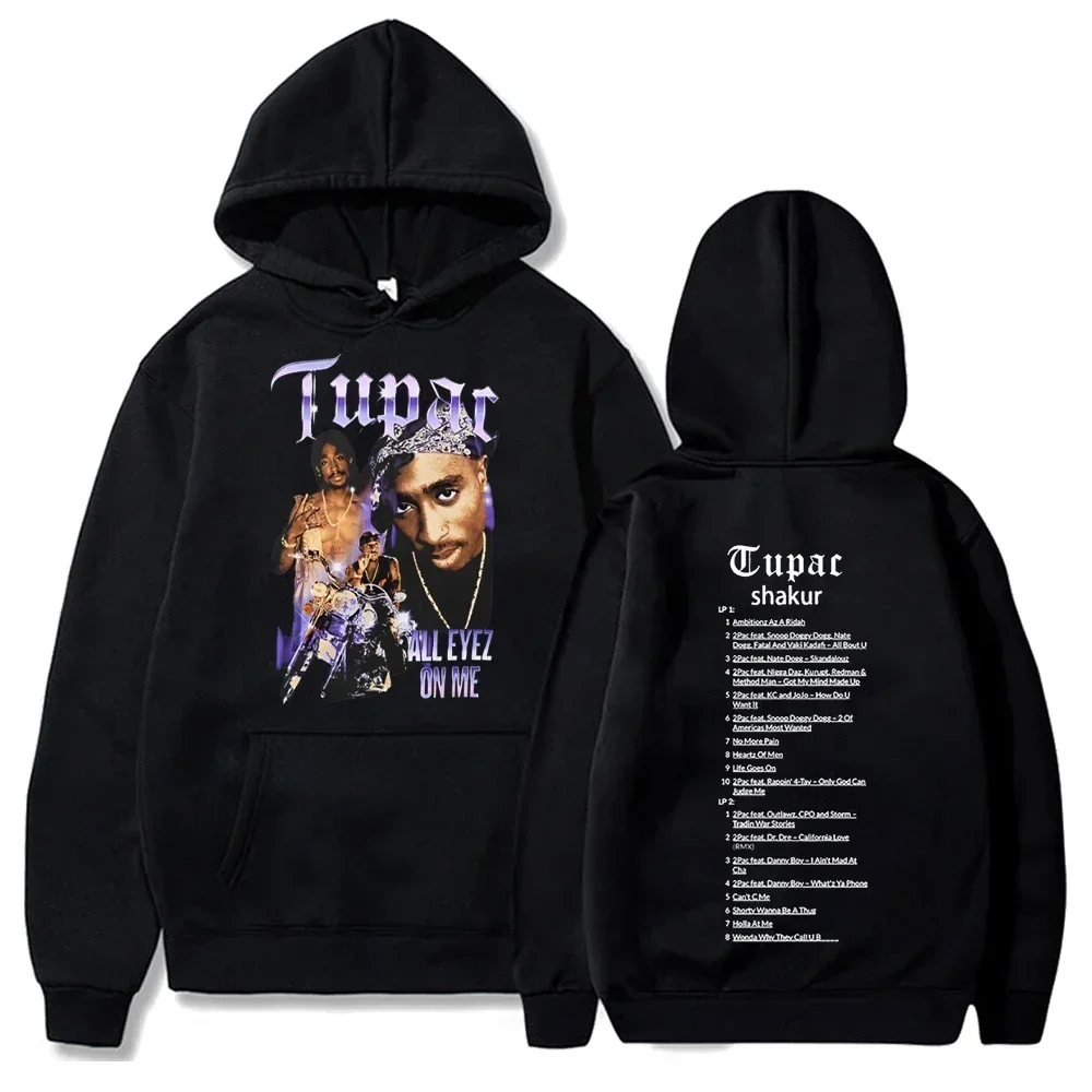 Sudaderas con capucha Tupac, sudaderas 2pac, Sudadera con capucha estampada de rapero, ropa de calle Y2k, suéter informal holgado, jersey de lana de otoño con capucha