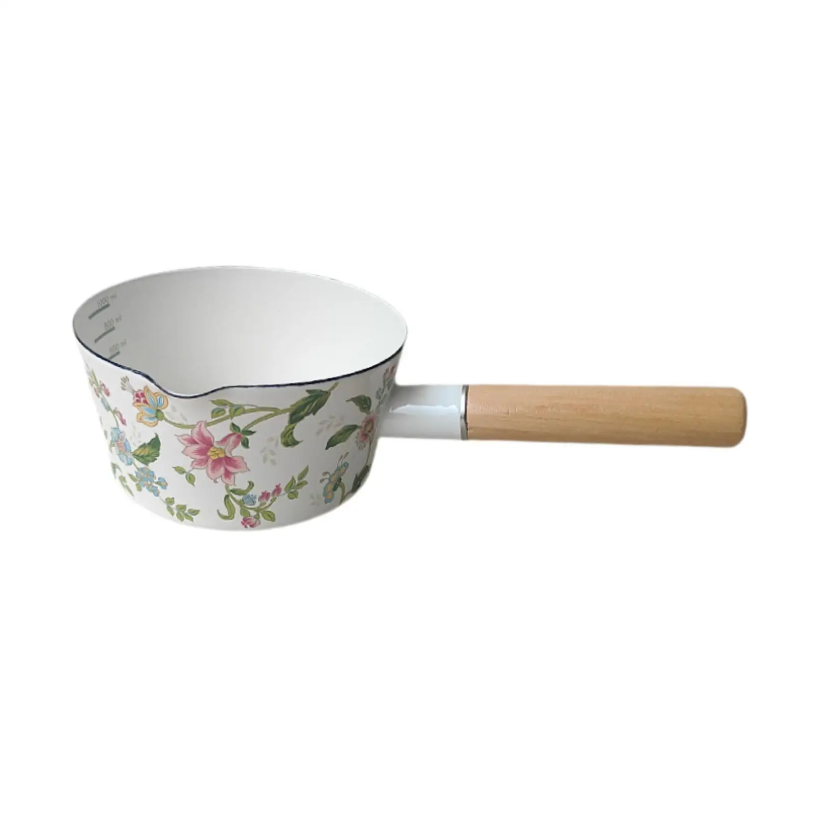 

Enamel Milk Pot Butter Melting Pot Universal with Long Handle Non Stick Soup Pot