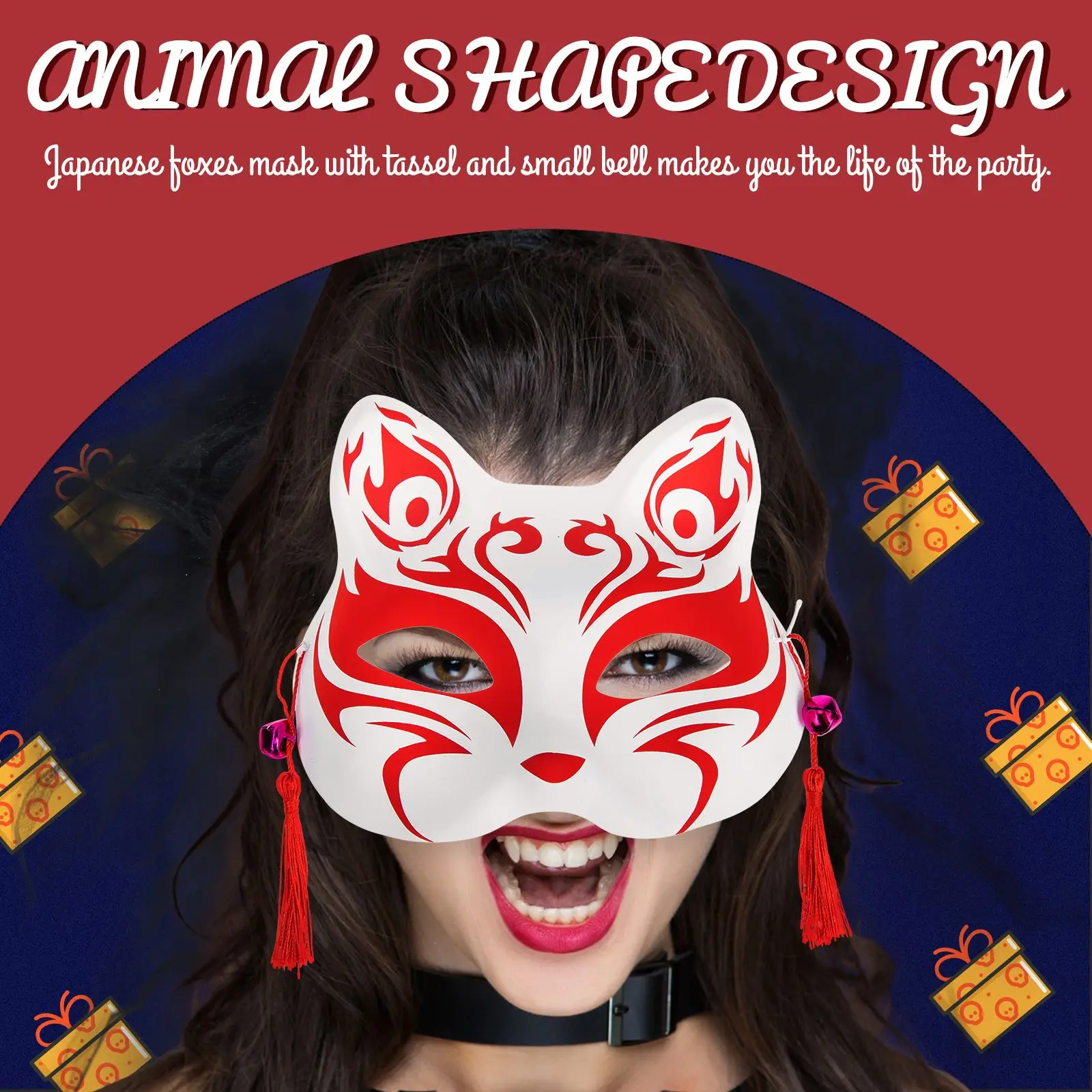 2 pezzi di volpe maschere a forma di mezzo animale riutilizzabili leggeri accessori per feste in maschera carnevali di Halloween decorativi squisiti