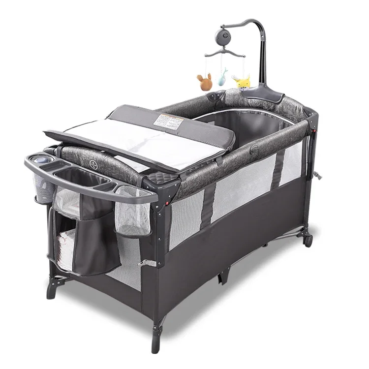 In stock OEM multi-purpose 5in 1 baby infant crib and badges Foldable travel can be used as a game bed with diaper table