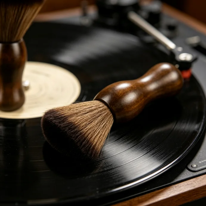 HTMCK New Anti-Static Vinyl Record Cleaner Carbon Fiber Bristles Records Vinyl Dust Cleaning Brush Vinyl Albums Cleaning Tool
