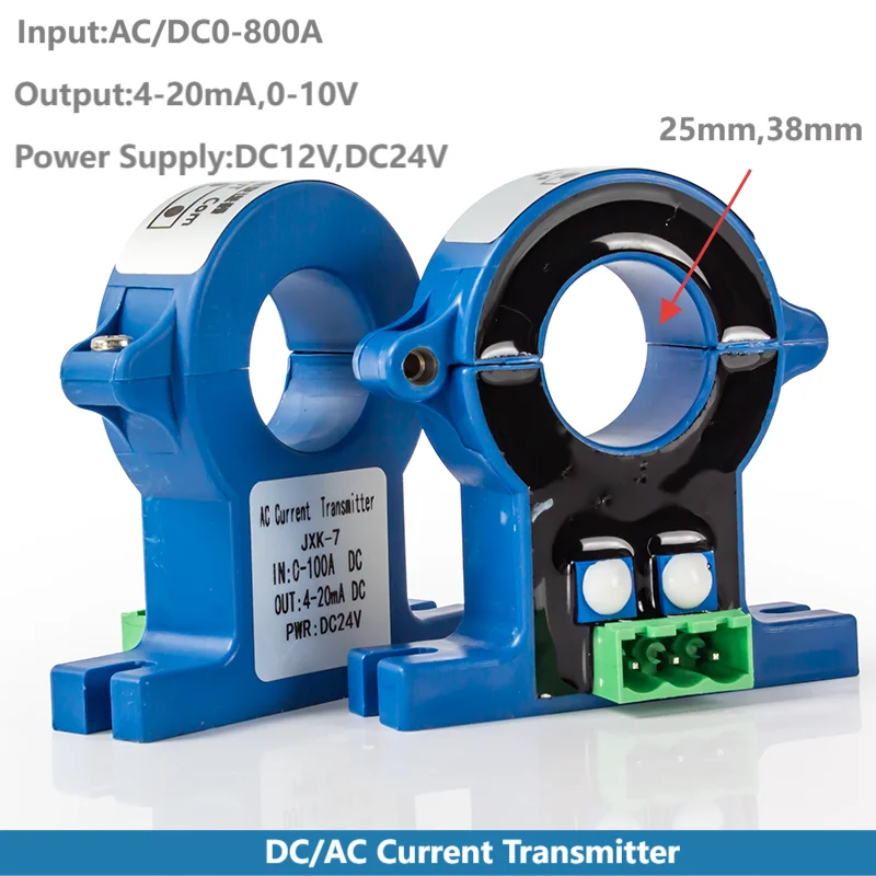 

Split Core AC/DC Current Transmitter 0-50A 100A 1000A Hall Current Sensor Transducer 25mm Hole 0-10V 4-20mA Current Transmitter