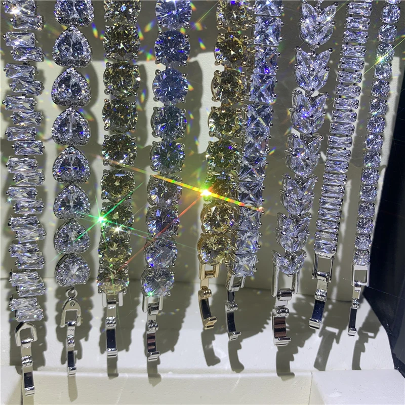 

Роскошный браслет ручной работы в стиле 33, серебристого цвета, с белыми кубическими циркониями 5А, женский свадебный браслет для влюбленных, подарок для любимых.