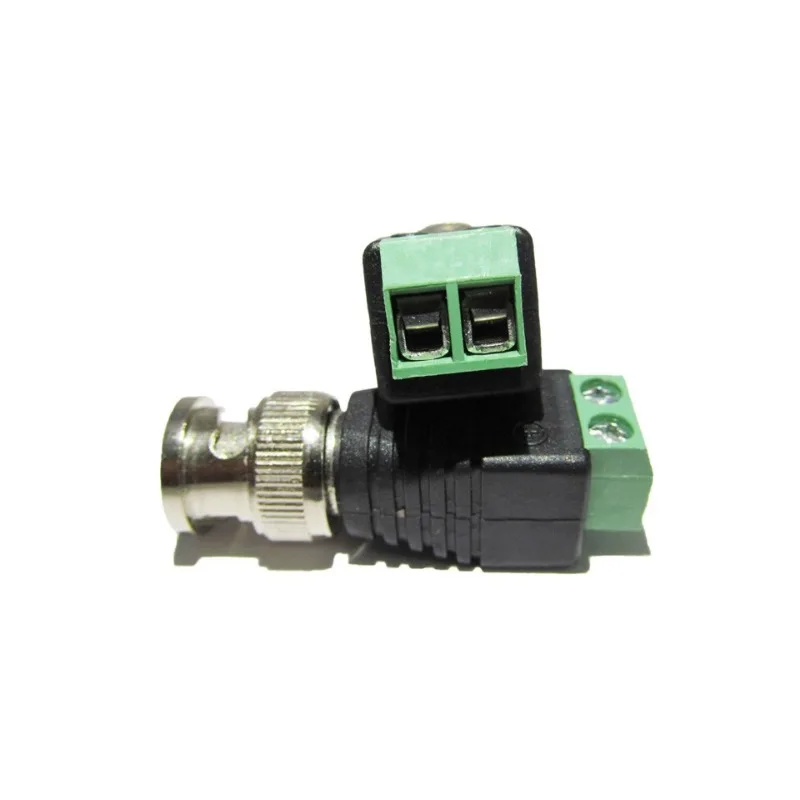 10pcs Male Metal BNC Connector with DC Connector Plug Screw Terminal  UTP Video Balun for CCTV Surveillance Camera CCTV system