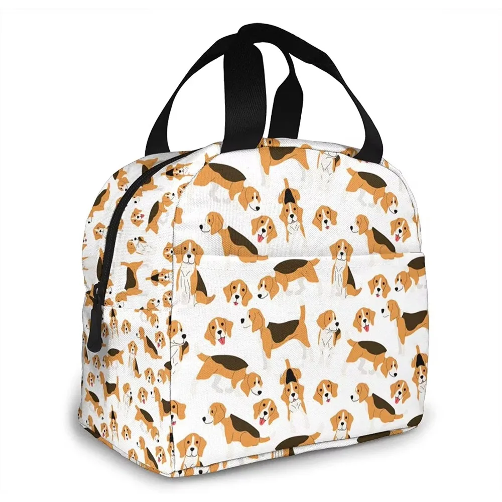 Beagle Dog Lunch Bag Insulated Water-Resistant Tote Bag Reusable Lunch Box for Work Picnic Travel