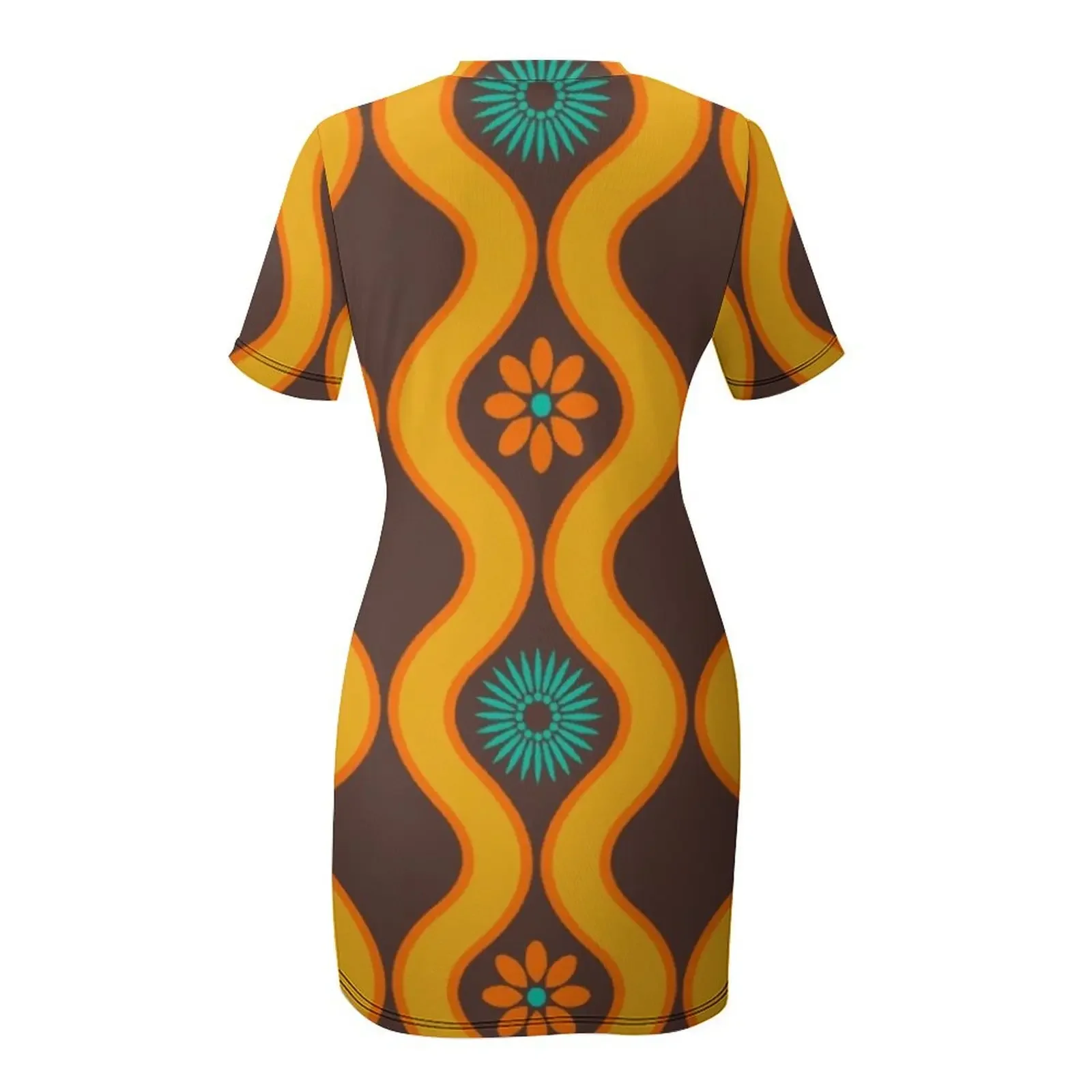 Robe à manches courtes à motifs floraux rétro des années 1970, robes de soirée pour femmes, robe de bal, robe 2025