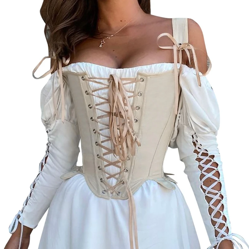 Waist Cincher Corset With Straps Lace Up Tank Tops Sexy Bustiers Crop Top Corset Tops For Women To Wear Out