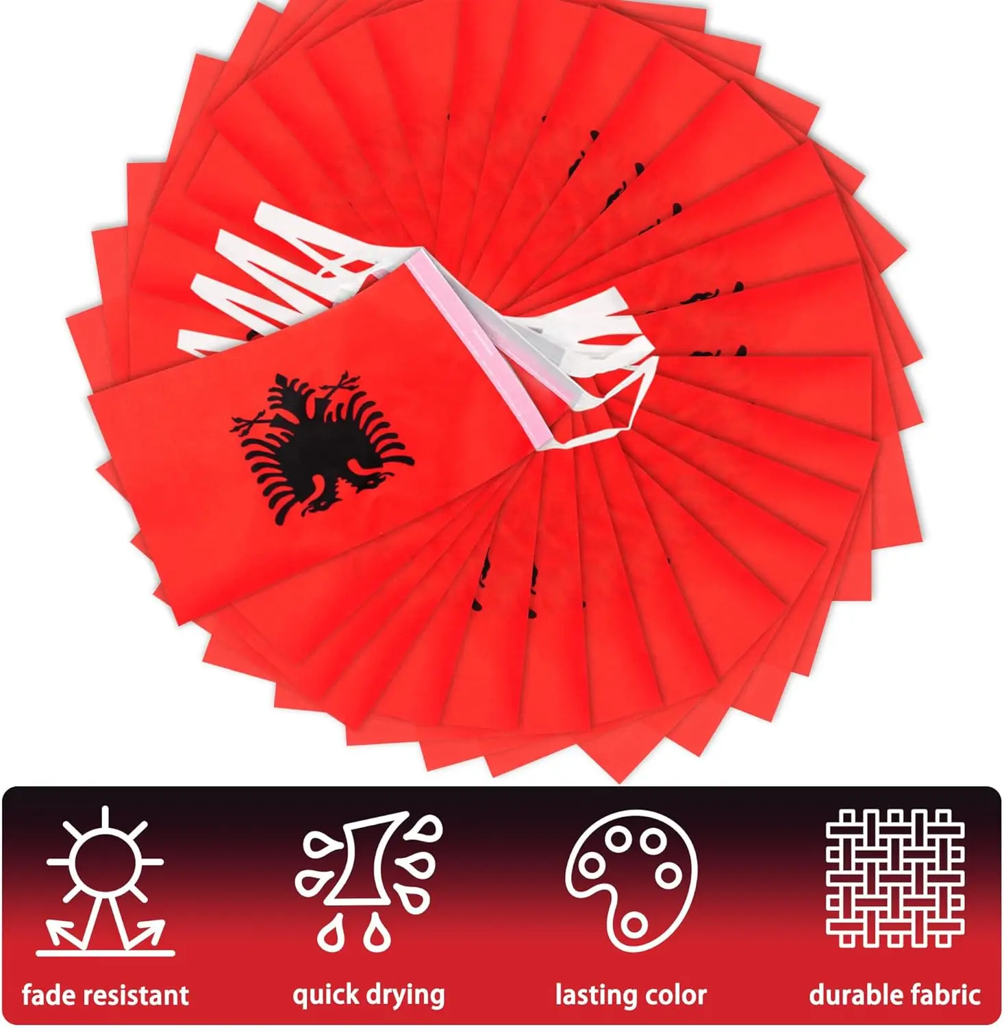 Bandera Albania 14x21 cm – Banderín cadena para festivales - imagen 5