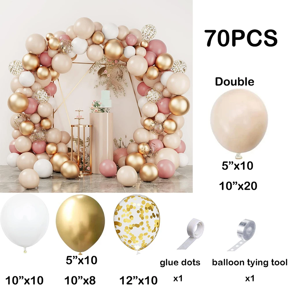 Double Skin Balloons Garland Arch Kit White Gold Confetti Latex Balloon Wedding Anniversary Kid Birthday Party Baby Shower Deocr