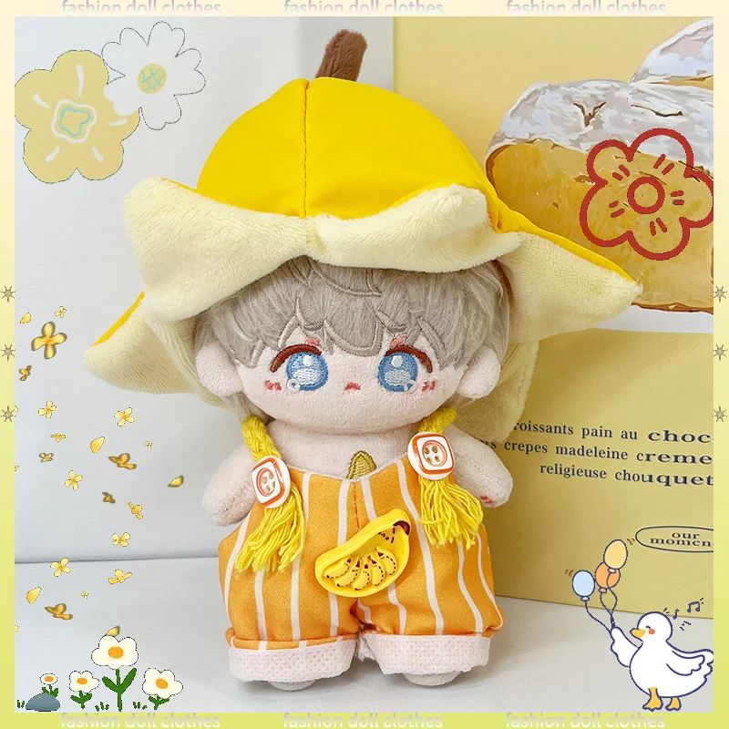 

10cm Doll Clothes Dress Up Set 10cm Doll Clothing Plush Toys Dazzling Cute Banana Overalls Set Circus Costumes Dolls Accessories