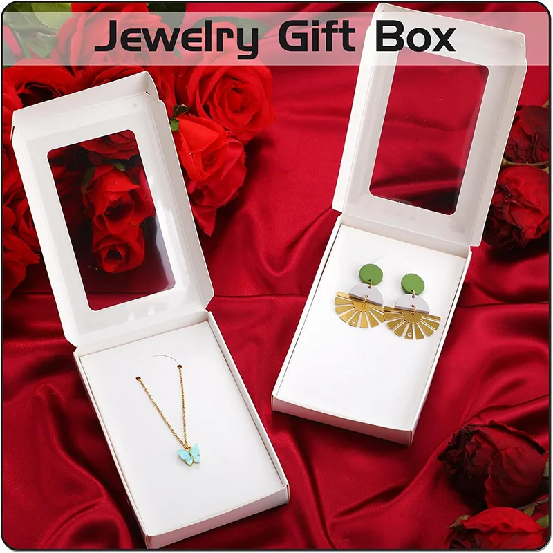 12pcs Window Folding Paper Box For Kraft Paper Postcard Photo Frame Holiday Greeting Card Candy Biscuit Packing Box