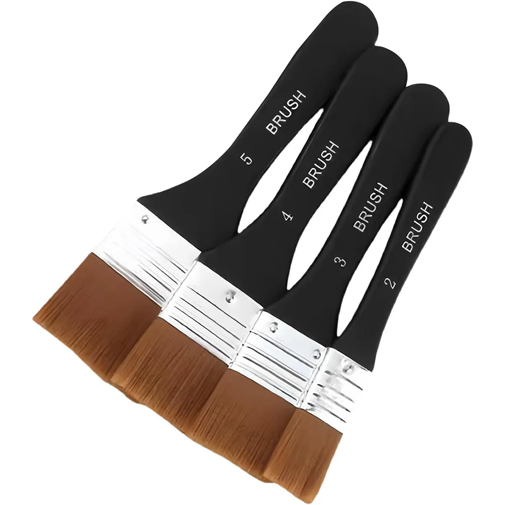 Penseel, platte, heldere penselen, ambachtelijke basiscoating penselen met houten handvat voor acryl, olie, aquarelkleur