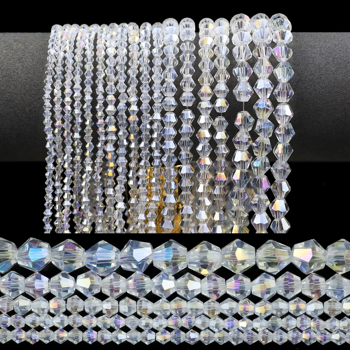 White AB Color Bicone transparent Austrian Crystal Glass Loose Spacer Beads for Jewelry Making Bracelet Necklace DIY 3/4/6/8mm