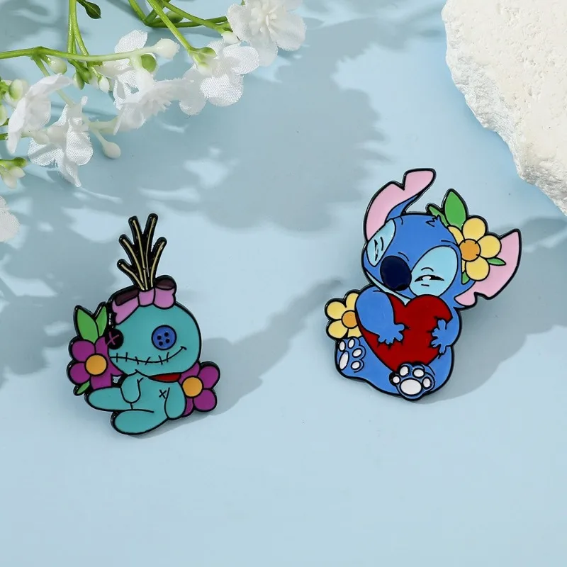 Disney Lilo & Stitch Desenhos Animados Pins, Figuras de Ação Anime, Broche De Metal Kawaii, Brinquedos Alloyed Badges, Decoração de Jóias, Presentes Infantis