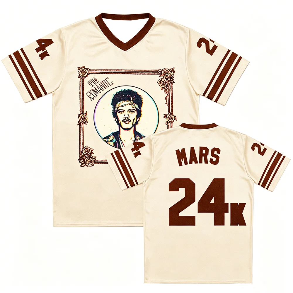 Bruno Mars the Romantic Grafik-T-Shirt, kurzärmelig, V-Ausschnitt, lockere Passform, Unisex-Familien-Kinder-T-Shirt-Design, 3D-Druck-Jersey – Detail 2