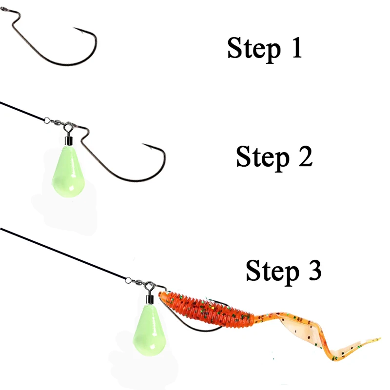 Luminous Fishing Weights Sinkers 11g-60g Water Drop 360 Degree Rotation Fishing Sinker Bass Fishing Accessories