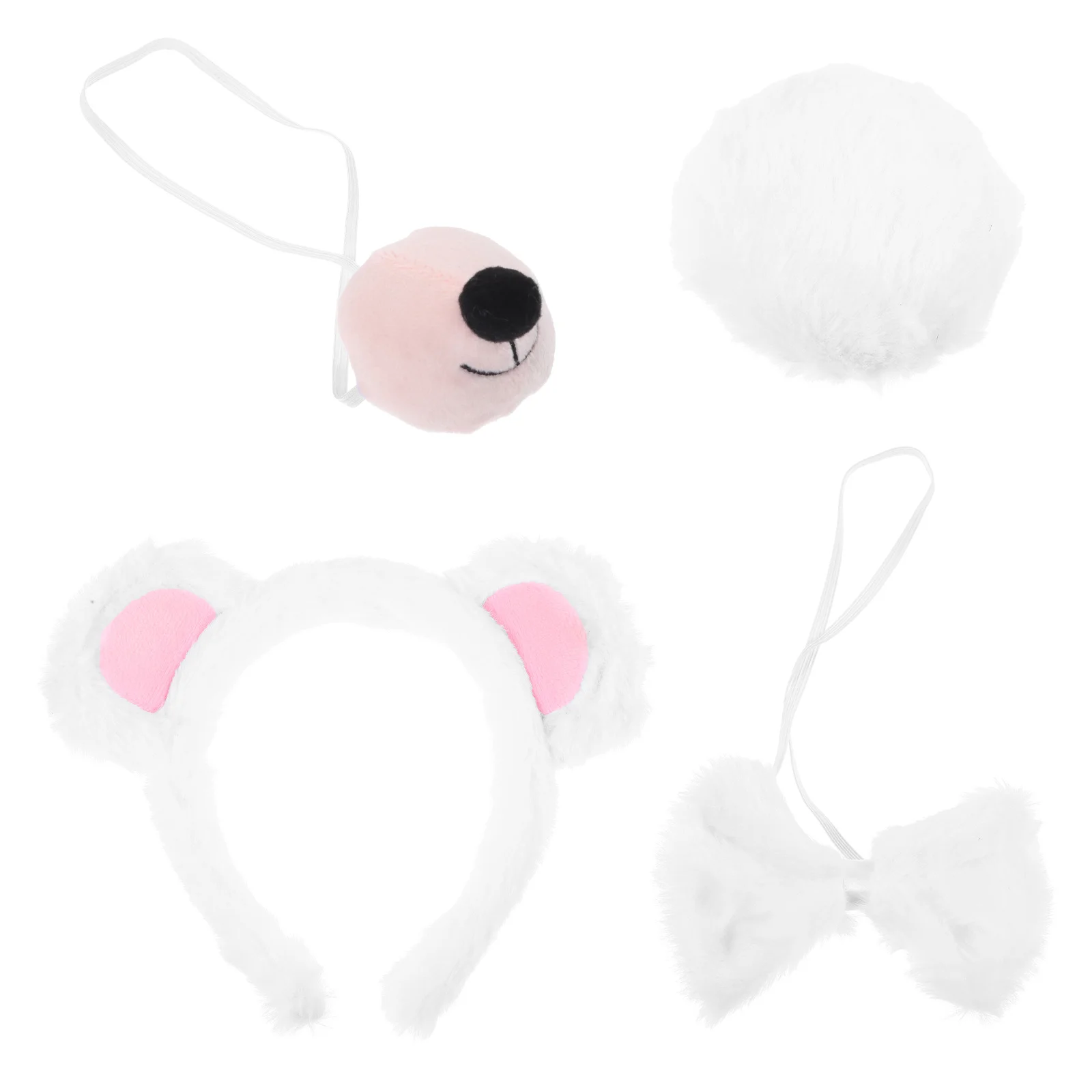 1 مجموعة الدب الأذن عقال مع الذيل مجموعة الحيوان زي الاكسسوارات آذان تأثيري للأطفال الفتيات فستان حفلة لعب الأدوار الدعائم
