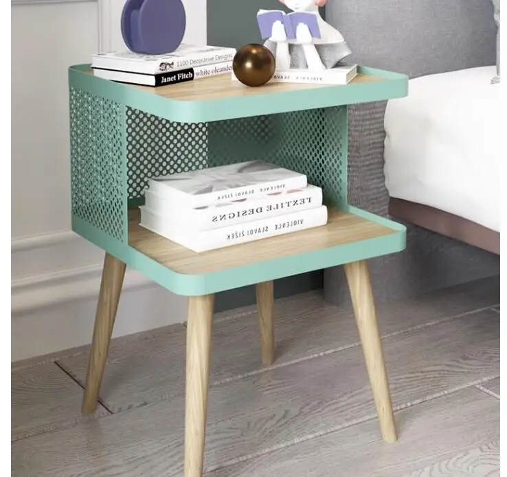 

Bedside table storage cabinet bedroom ins wind modern small cabinet iron shelf