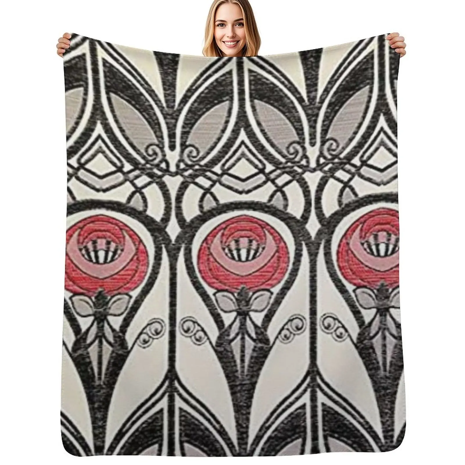 

Charles Rennie Mackintosh design Throw Blanket Multi Purpose Soft Warm Blanket for Home Travel