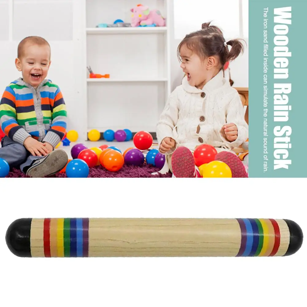 Wooden Rain Stick Rainmaker Shake Rain Shaker Music Game Education Musical Instrument Toy For Baby Gift Q2E8