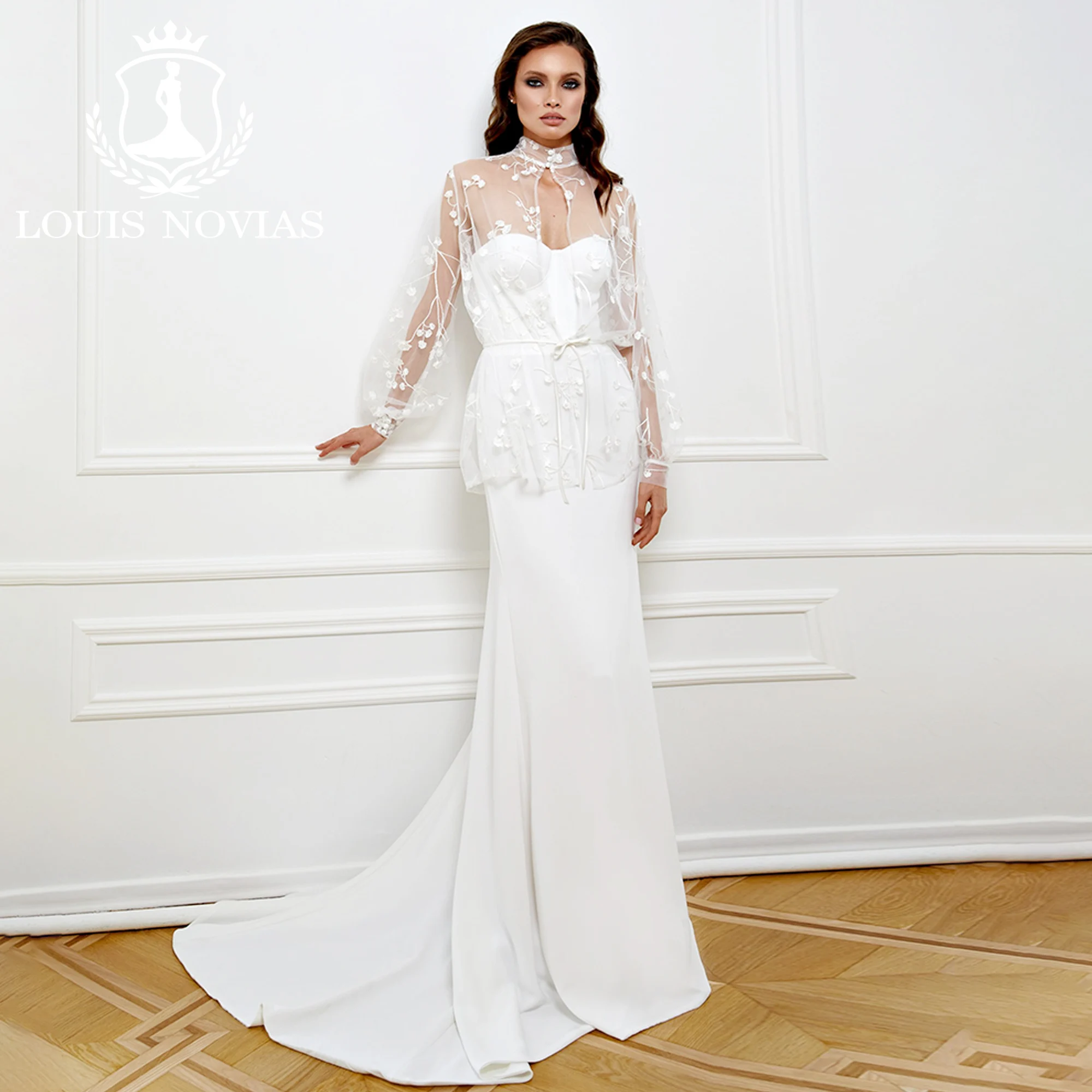 LOUIS NOVIAS vestido De Novia De sirena con chaqueta Sexy De ensueño sin tirantes drapeado cepillo tren vestido De Novia elástico Vestidos De Novia