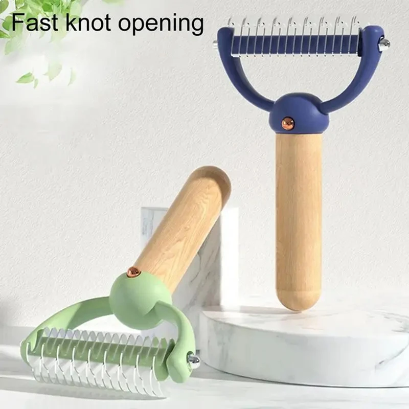 Undercoat Rake Brush Dematting Cat Combs For Grooming Long Haired Cats Double-Sided Undercoat Rake Pet Dematting Rake