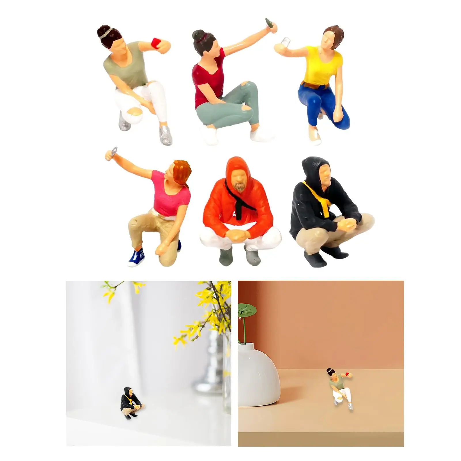 Figuras de personas pintadas, modelo de personas Selfie, figuras de Diorama de personas pequeñas, 1/64