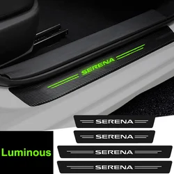 Luminous Decas for Nissan Serena Logo Carbon Fiber Car Doorsill Stickers Threshold Strip Scuff Plate Protect Film Accessories