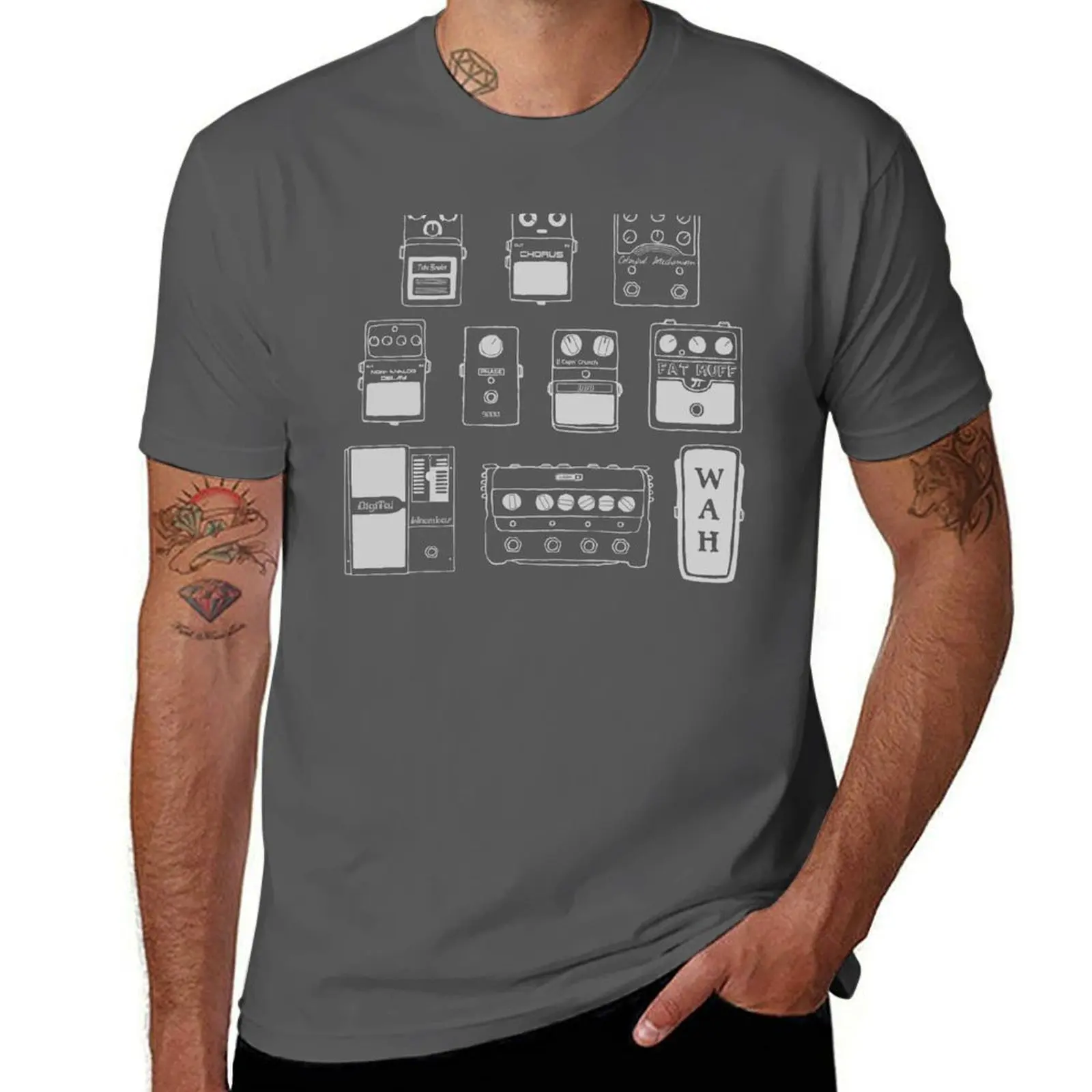 Guitar Pedals Recording Studio Engineer Guitarist Gear Foot Effect Pedals Music Illustration Mug Sticker T-Shirt Etc... T-Shirt