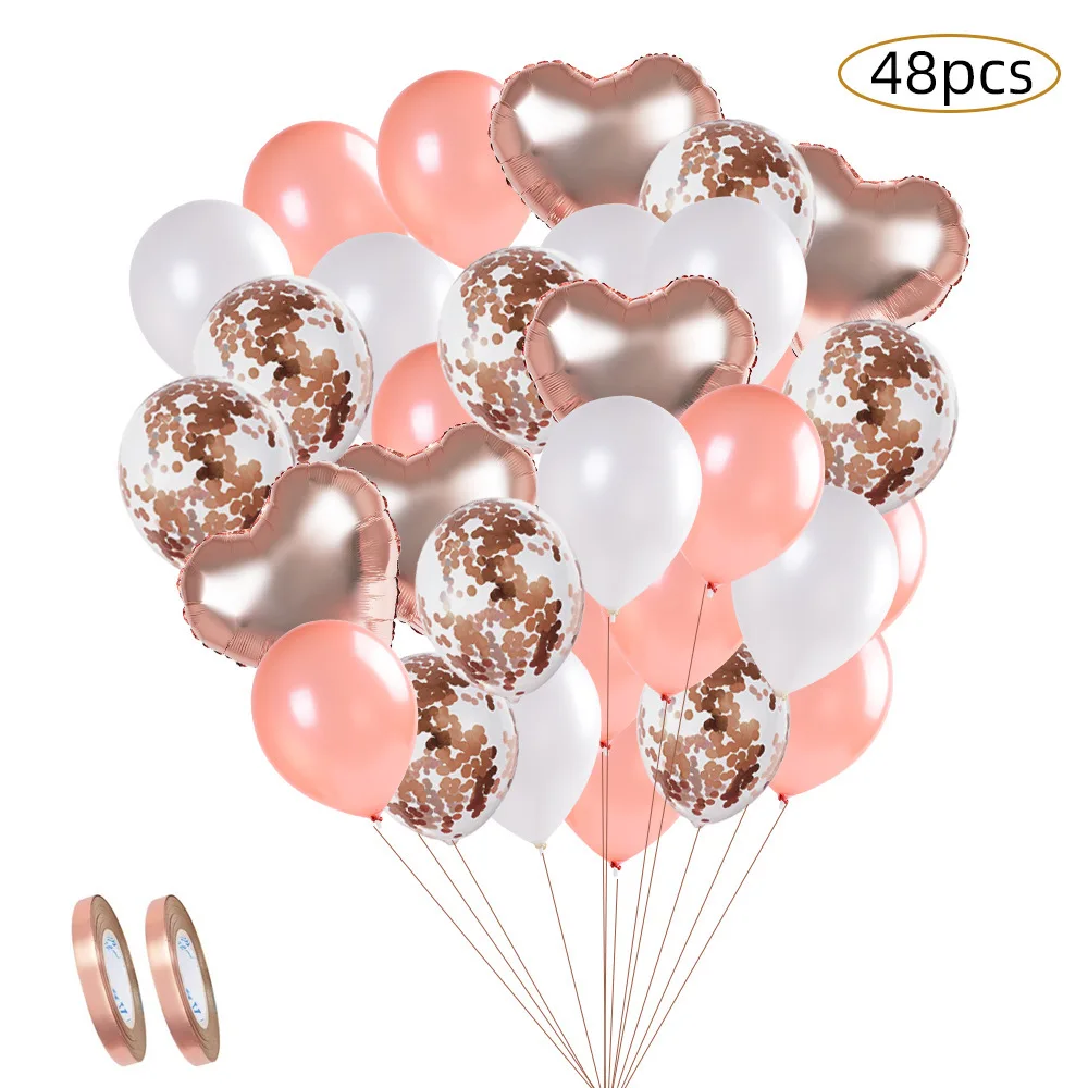 Rose gold latex Balloon Aluminum Film Set Sequin balloon chain set birthday party setup