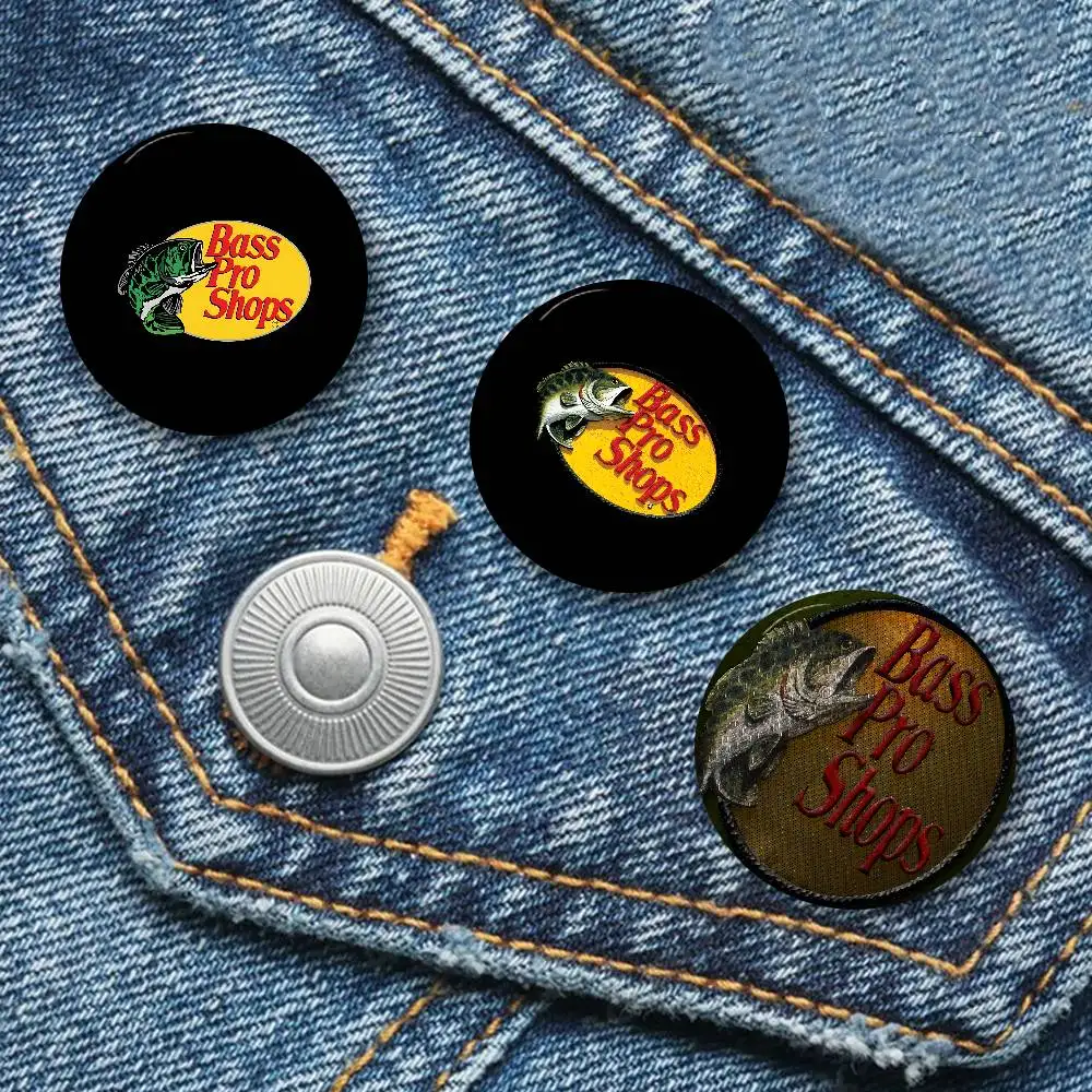 B-Bass Pro Shop Creative Tinplate Soft Button Pins Animal Icon Brooch Lapel Backpack Badge Accessories Pin