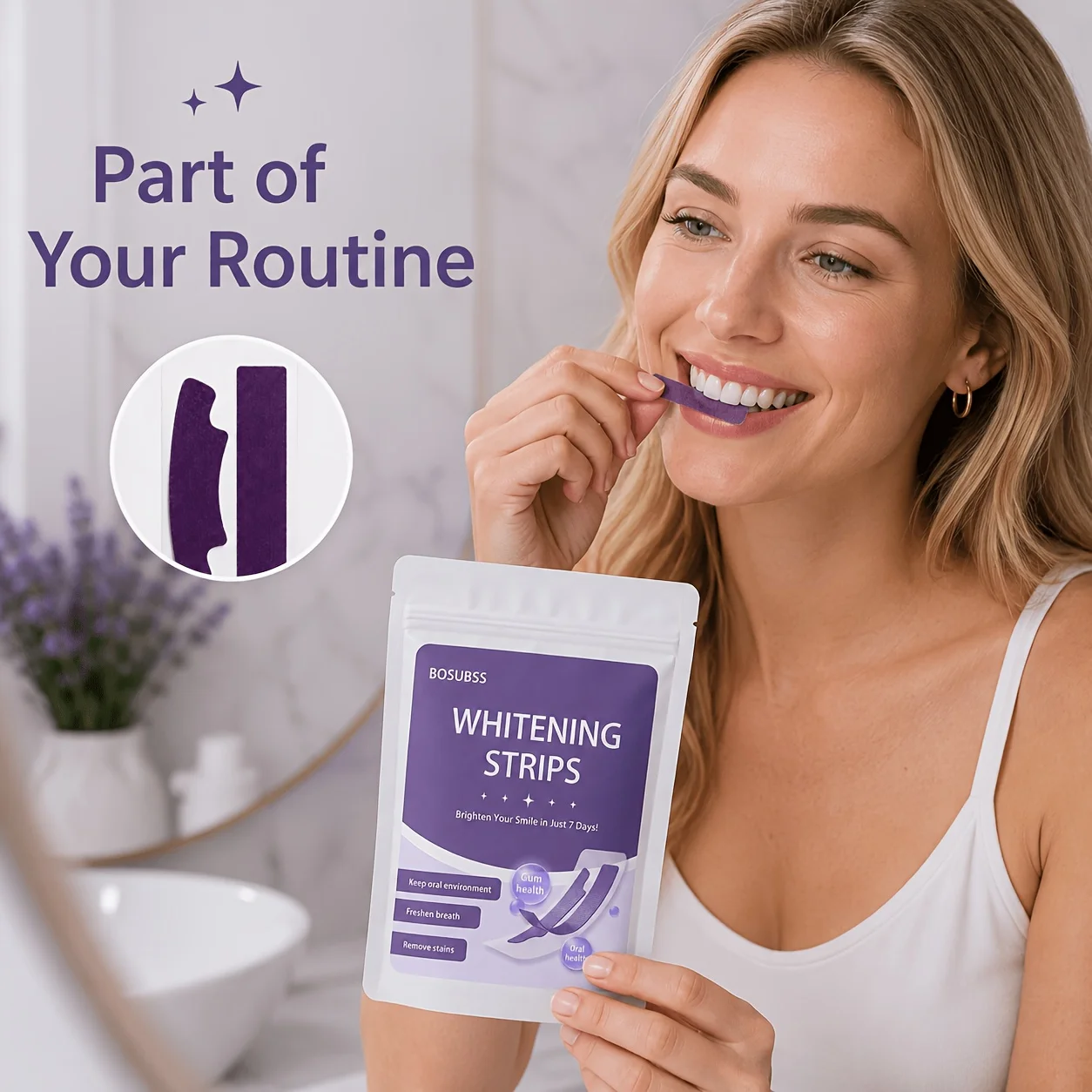 16/8/4 bandes blanchissantes pour les dents, bandes de soin du sourire à domicile, bandes de beauté buccale faciles à utiliser pour la routine quotidienne, pour un sourire éclatant
