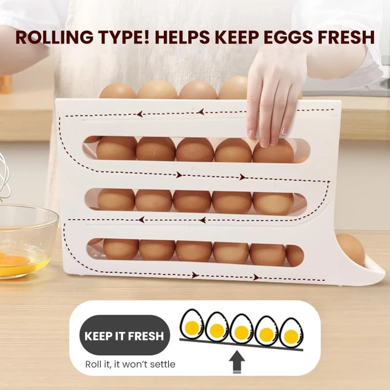 Food Grade Egg Rack Holder Automatic Egg Rolling Tool Slide Egg Storage Box Refrigerator Side Door Storage Box