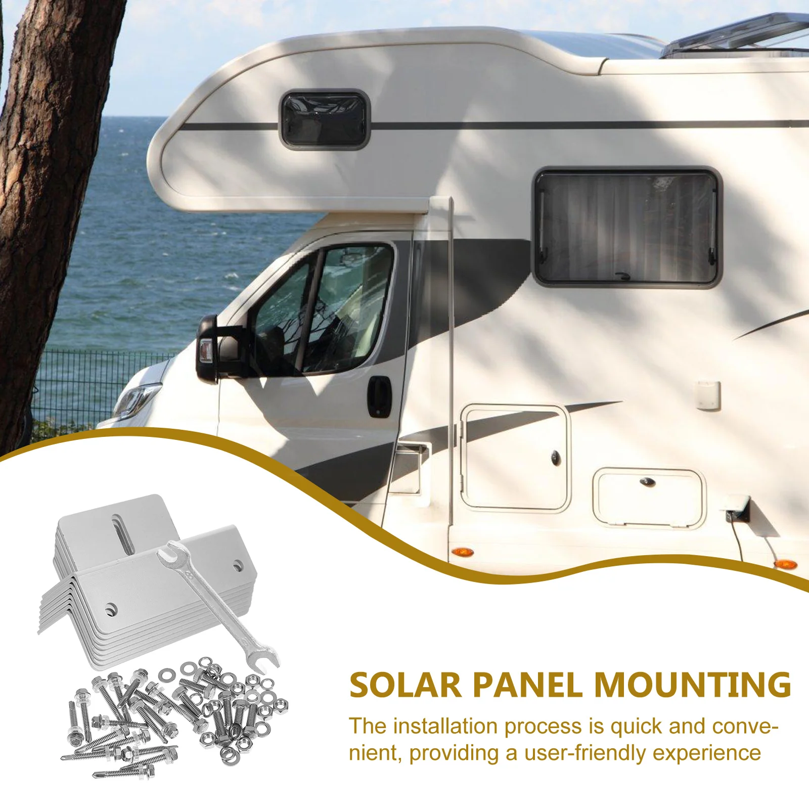 

8pcs Solar Panel Mounting Brackets Rv Roof Aluminum Alloy Support Clamps Universal Fit For Various Panels Durable Weather