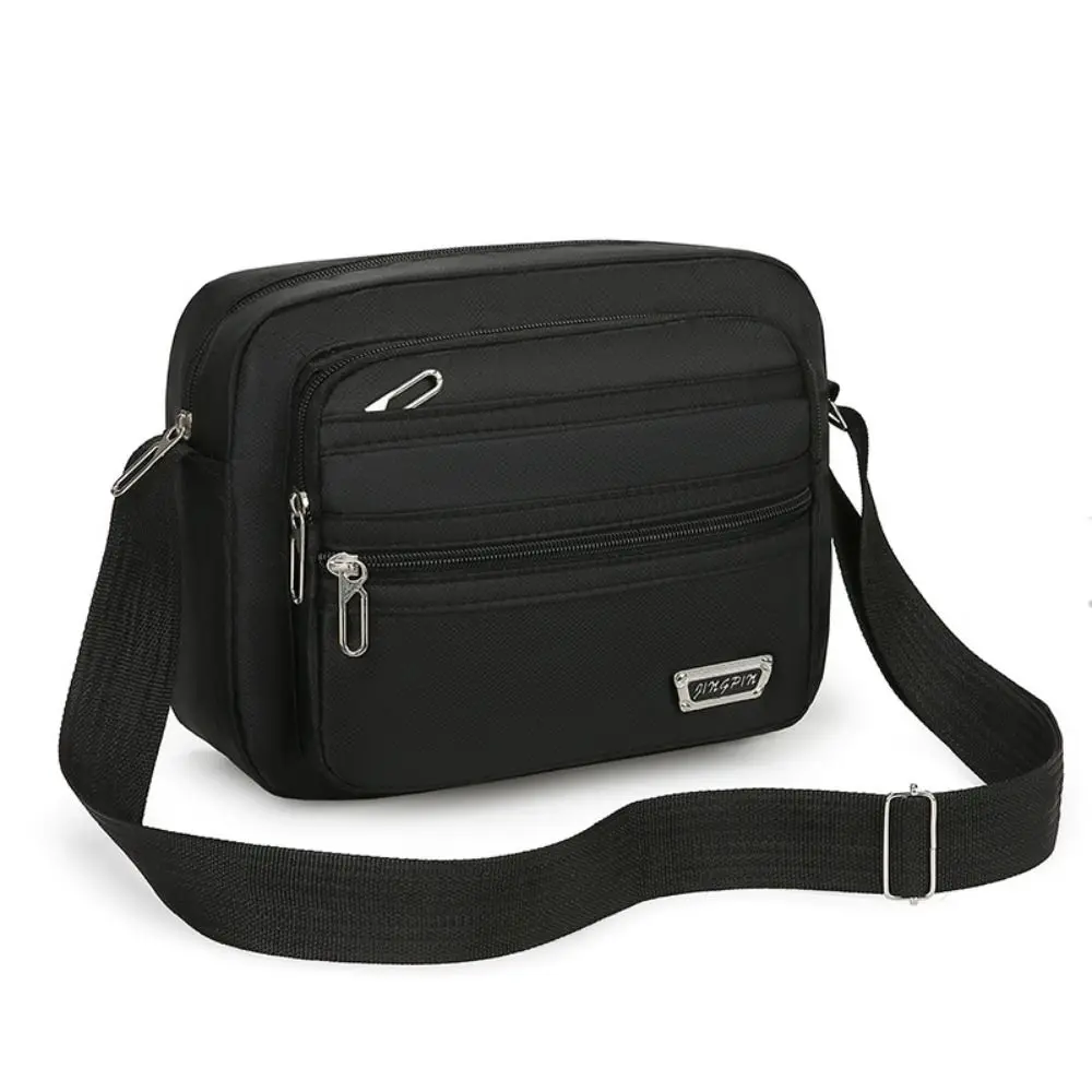 Nylon-Umhängetaschen für Herren, Schwarz, Braun, Blau, Grün, Oxford-Stoff, Messenger-Taschen für Jungen, rechteckig, 4 Reißverschlüsse/6 Reißverschlüsse, Umhängetasche für Herren – Detail 3
