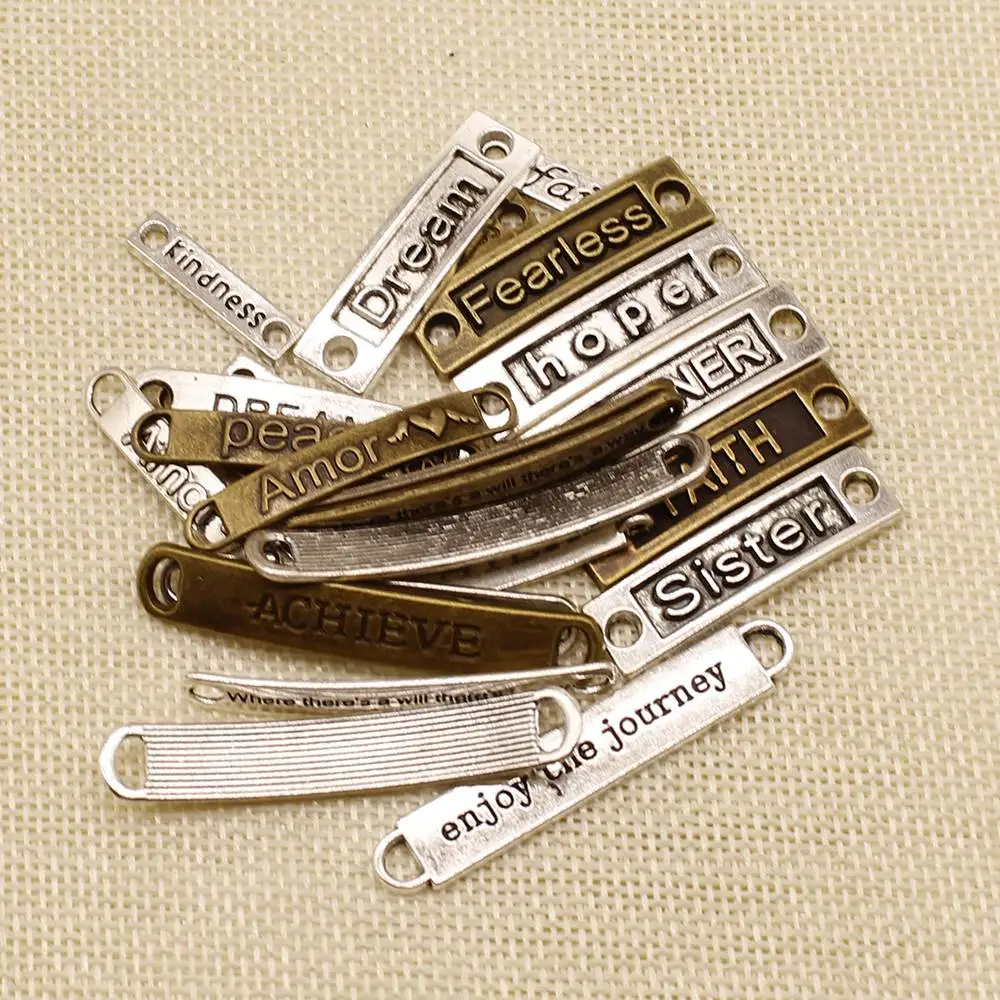 

Creative 20 Pieces Dream Peace Text Tag Strip Connector Random Mixed No Designated Styles Charms Pendant Diy Craft Supplies