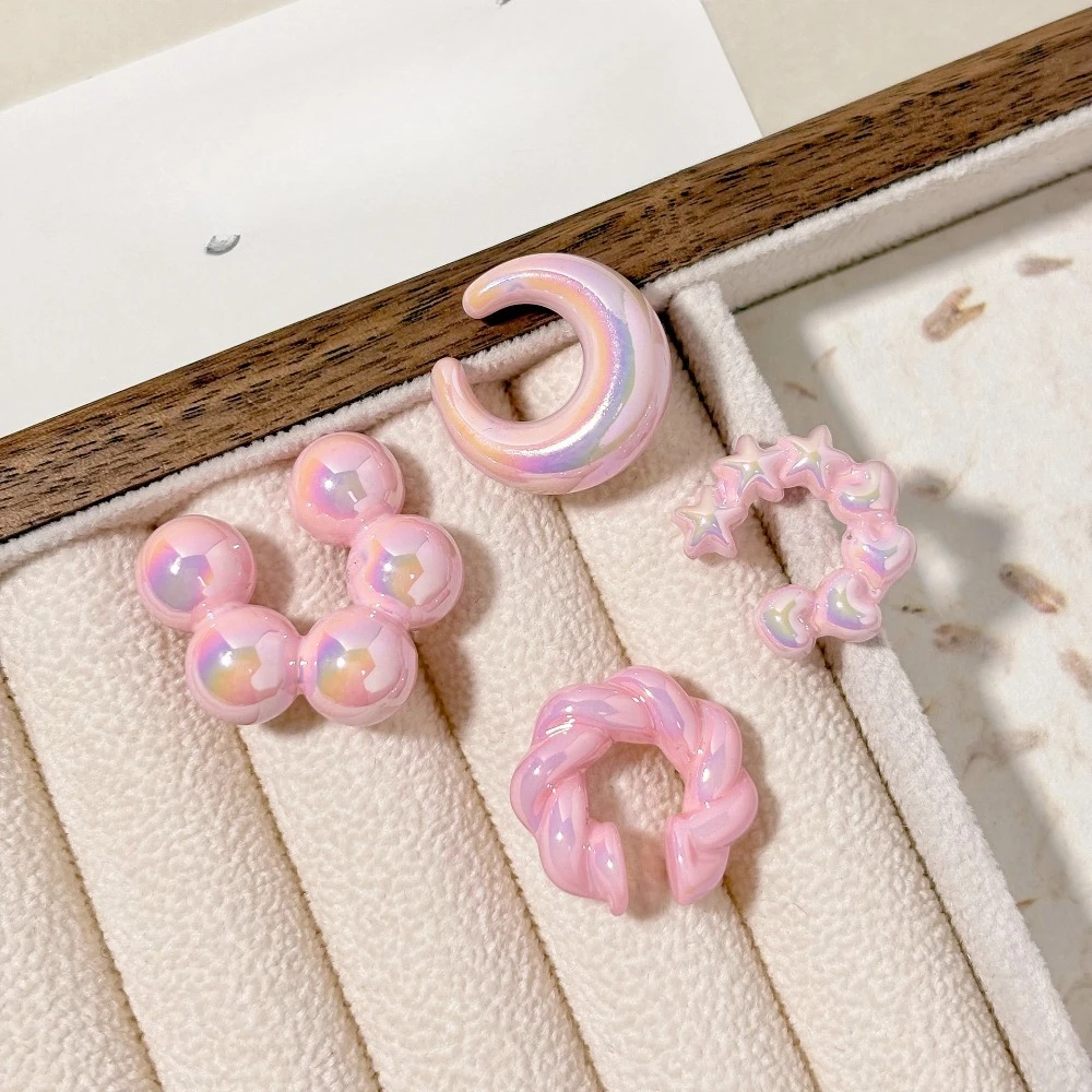 4개 세트 패션 심플 투명 팬텀 컬러 C형 원형 무피어 - Body Jewelry Kit 리뷰 및 가격